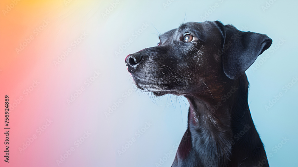 gay pride dog isolated on white with copy space, generative Ai