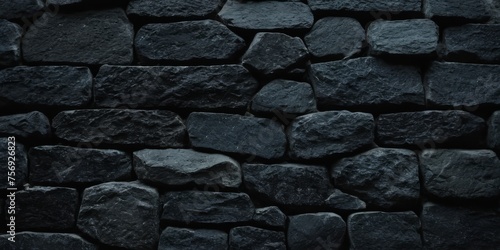 Black stone concrete texture square background  seamless dark gray black slate background with black stone texture