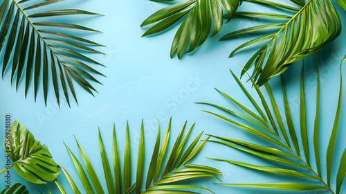 Palm leaves on an isolated background with copy space, generative ai