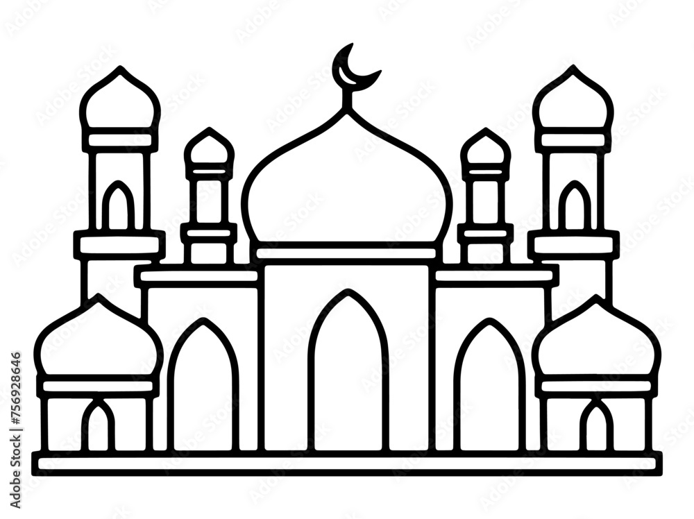 Islamic Mosque Line Art Illustration