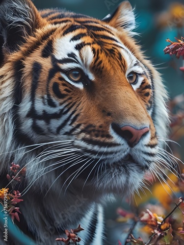 Captivating  high-quality image for the internet in 2024 featuring a detailed and vibrant tiger. Integrate trending or culturally relevant elements  emphasizing colors  composition Generative AI