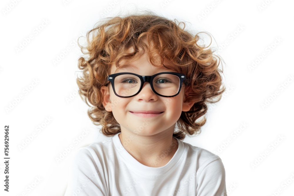 Portrait of a little boy with curly hair and eyeglasses Portrait of a little boy with curly hair and eyeglasses