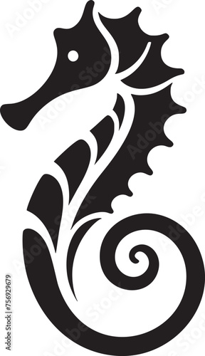 Elegant Silhouette of Curled Tail Seahorse