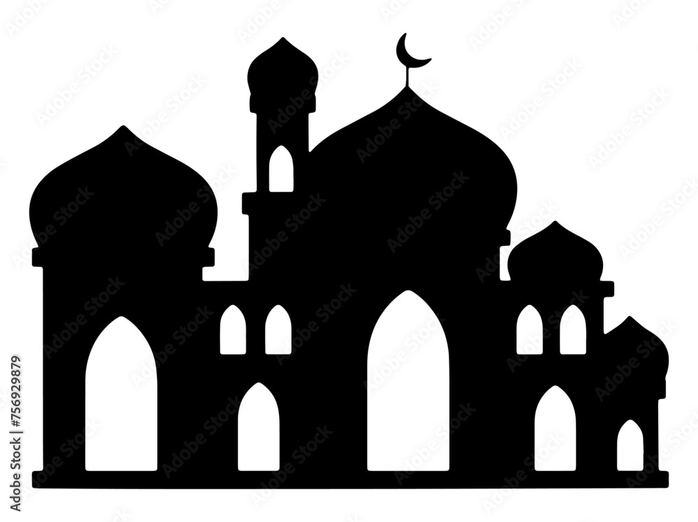 Islamic Mosque Silhouette Background Illustration