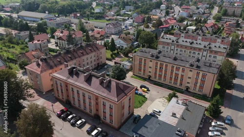 Beautiful Downtown Housing Estate Lubaczow Aerial View Poland photo