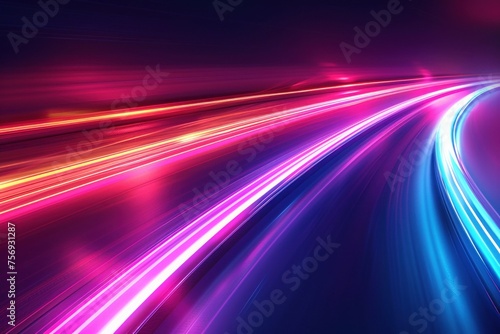 High-speed neon light lines movement horizontal effect