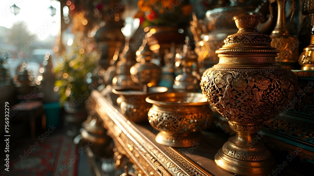 Ramadan lamp and dates still life

