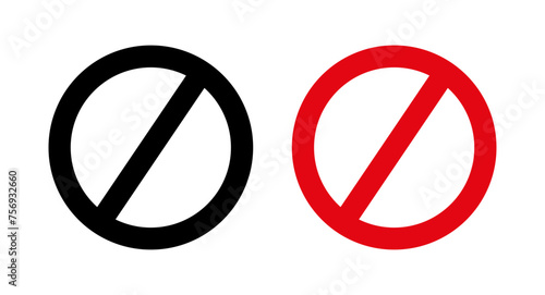 Stop sign icon Set. Illegal entry and Red ban Stop sign vector symbol in a black filled and outlined style. Red Stop Safety Sign. photo