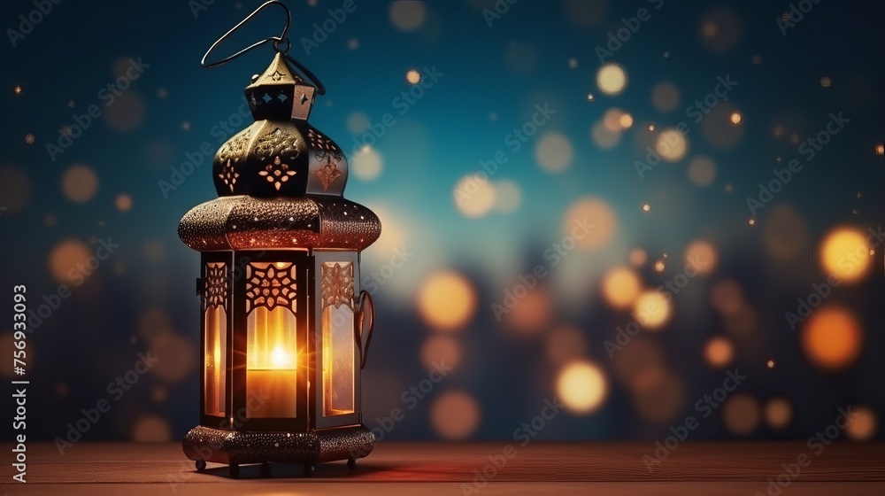 Decorative Arabic lantern adorned with a glowing candle, creating a festive ambiance for Ramadan Kareem. Decorative Arabic lantern adorned with a glowing candle, creating a festive ambiance for Ramadan Kareem.