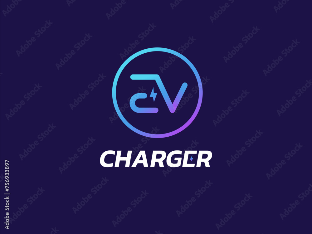 Electric Vehicle Charger Connected letter EV with thunderbolt symbol logo vector design concept. Letter EV logotype symbol for Electric Car, EV station, Electric Vehicle industry, ui, website, company Electric Vehicle Charger Connected letter EV with thunderbolt symbol logo vector design concept. Letter EV logotype symbol for Electric Car, EV station, Electric Vehicle industry, ui, website, company