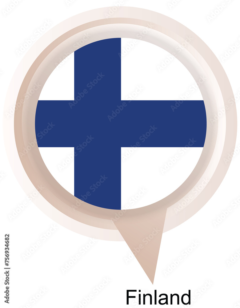 Obraz premium Finland flag, location pin, location pointer