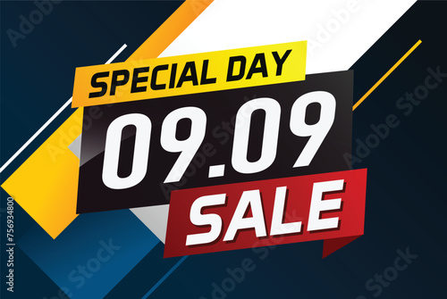 9.9 Special day sale word concept vector illustration with ribbon and 3d style for use landing page, template, ui, web, mobile app, poster, banner, flyer, background, gift card, coupon

