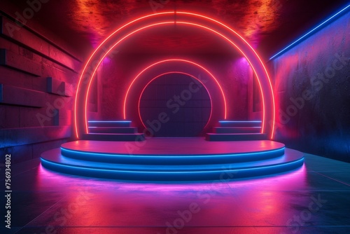 A podium with sleek neon accents