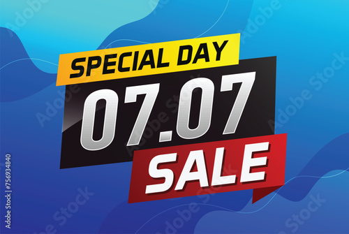 7.7 Special day sale word concept vector illustration with ribbon and 3d style for use landing page, template, ui, web, mobile app, poster, banner, flyer, background, gift card, coupon

