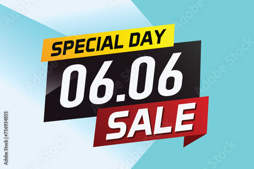 6.6 Special day sale word concept vector illustration with ribbon and 3d style for use landing page, template, ui, web, mobile app, poster, banner, flyer, background, gift card, coupon

