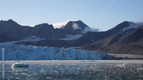 14th of July Glacier, Svalbard, Norway. Wide View of Ice Mass and Glacial Laggon photo