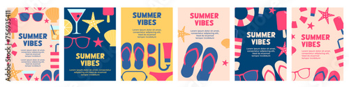 Summer poster set. Summer vibes posters.