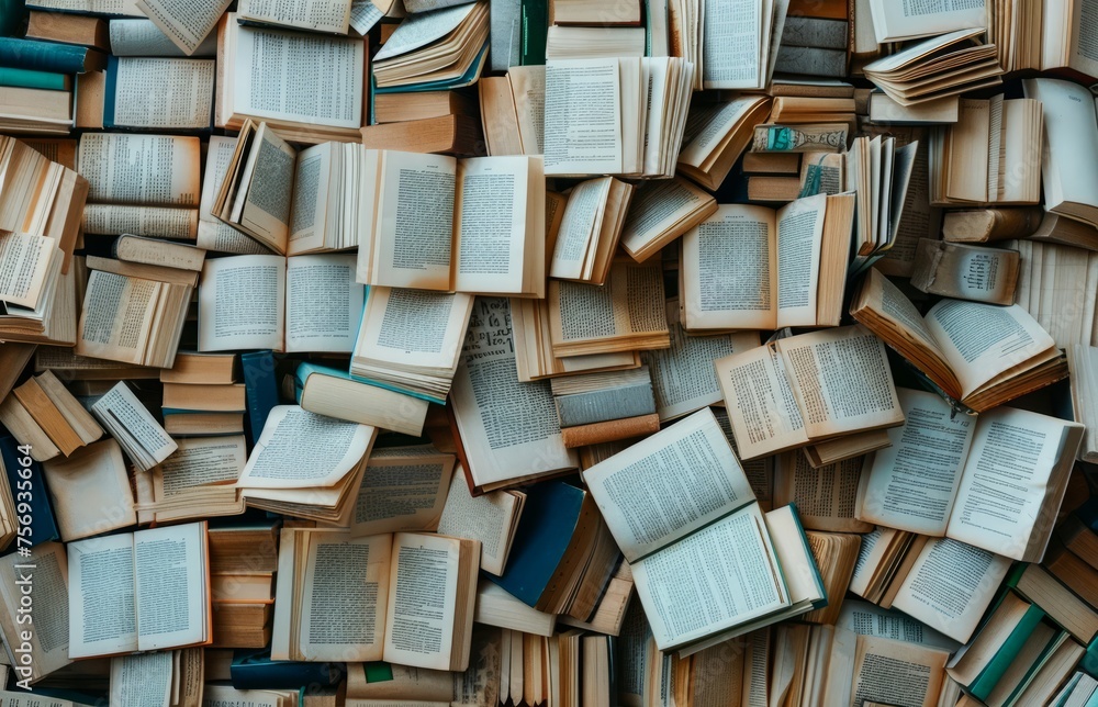 Pile of Various Books in Disarray Captured From Above Pile of Various Books in Disarray Captured From Above