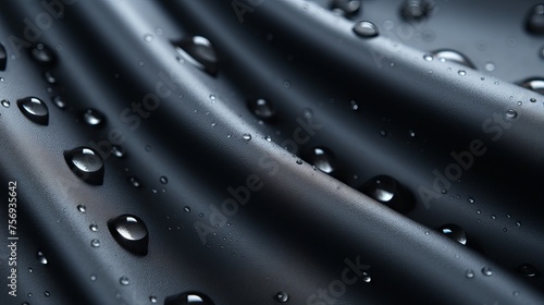 3D illustration depicting water droplets on a carbon fabric surface, providing a unique perspective on molecular interactions.