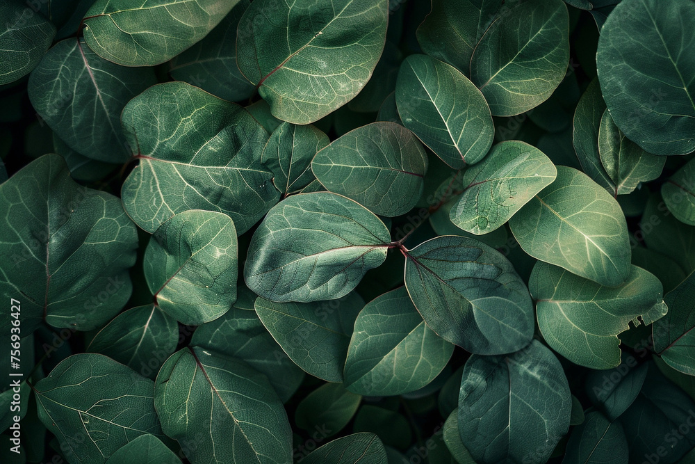 closeup of a dark green leaves background closeup of a dark green leaves background