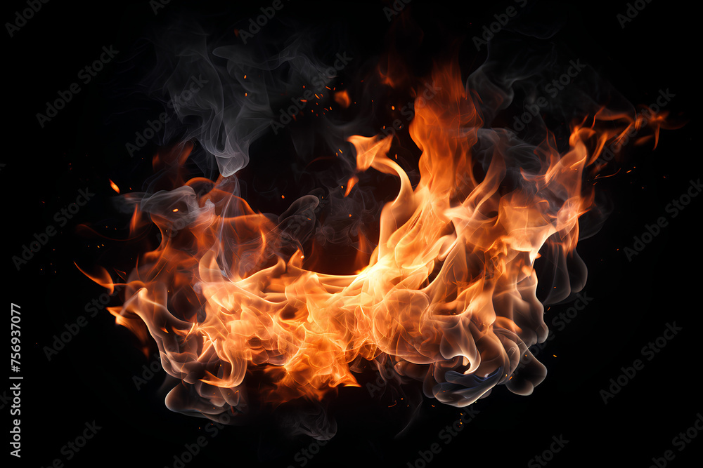 Fire on black background. Big flame. Abstract illustration Fire on black background. Big flame. Abstract illustration