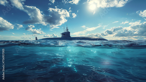 Military submarine in the ocean navy 