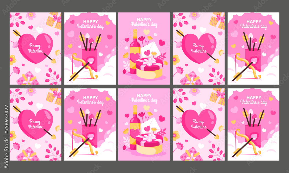 love card vector illustration flat design set love card vector illustration flat design set