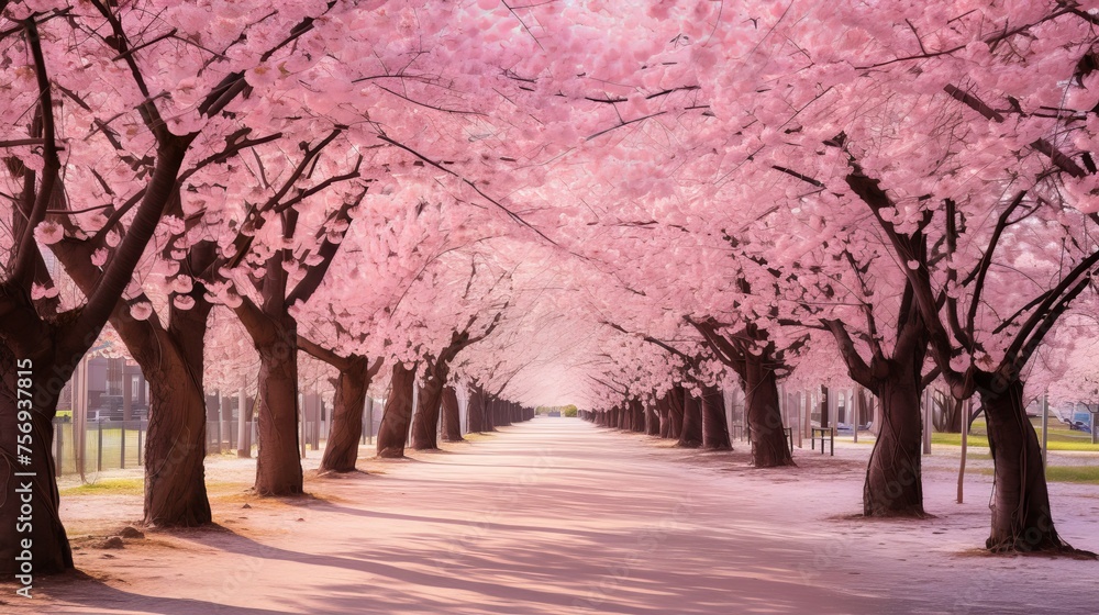 Exquisite early spring blossoming cherry trees, adorned in shades of pink. Exquisite early spring blossoming cherry trees, adorned in shades of pink.