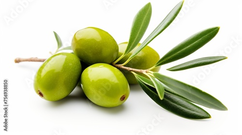 Wallpaper Mural Olives on a branch with leaves, displayed in isolation on a white background. Torontodigital.ca