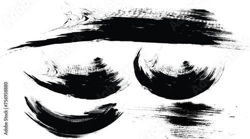 Realistic black texture strokes. Monochrome texture. Figured brush strokes brush and ink, Paintbrush grunge background, grunge background, Weathered brushed backdrop. Urban brush wall template