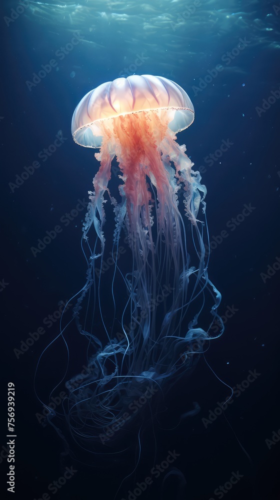 Sea jellyfish on a dark background Sea jellyfish on a dark background