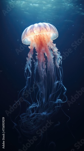 Sea jellyfish on a dark background © poto8313