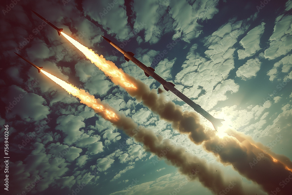 Fototapeta premium Missiles during war 