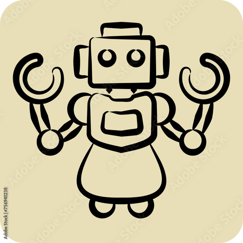 Icon Personal Robot. related to Future Technology symbol. hand drawn style. simple design editable. simple illustration