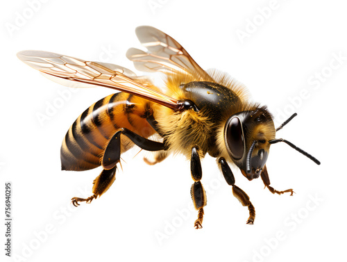 Close up of Honey Bee Isolated on Transparent Background © Resdika