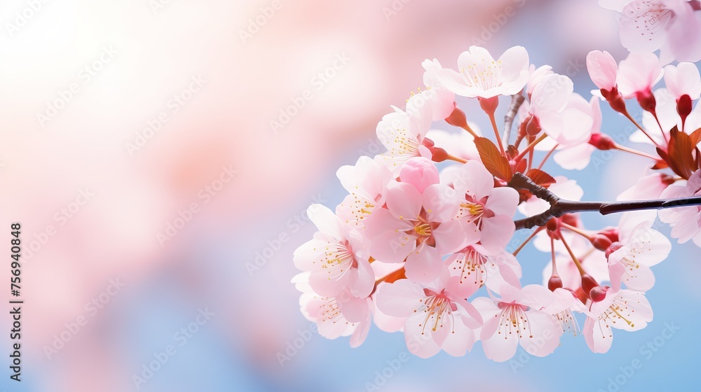Spring background featuring blossoming cherry trees, symbolizing the arrival of the season. Spring background featuring blossoming cherry trees, symbolizing the arrival of the season.