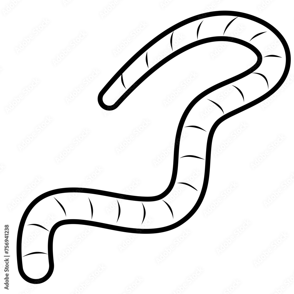 Fototapeta premium Eartworm Flat Outline Doodle Illustration 