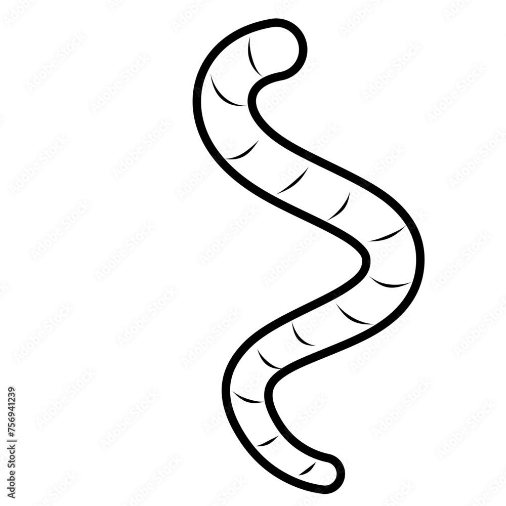 Fototapeta premium Eartworm Flat Outline Doodle Illustration 