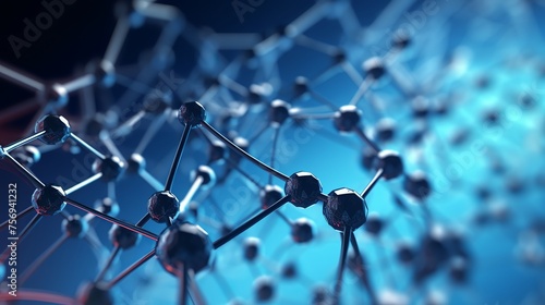 Visualization of nanotechnology and molecular structure, featuring nanoparticles within a carbon nanotube set against a blue background.