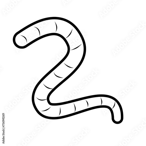 Eartworm Flat Outline Doodle Illustration  photo