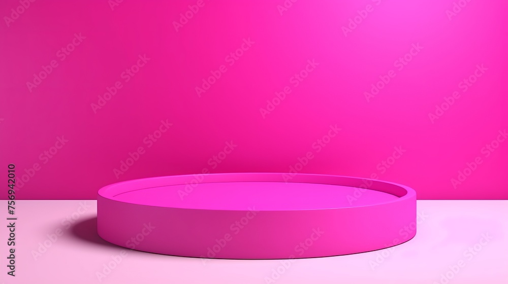 A bright magenta, neon pink 3D rendering featuring a simple, minimal, geometric background for product podiums, stand displays, templates for presentation backdrops, or wallpapers. A bright magenta, neon pink 3D rendering featuring a simple, minimal, geometric background for product podiums, stand displays, templates for presentation backdrops, or wallpapers.