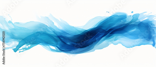 blue paint brush strokes in watercolor isolated agains