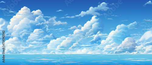 blue sky with clouds manga anime comic style .. r 7