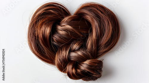 Brown Hair Knot in Shape of Heart - Romantic Hair Accessory, Generative Ai