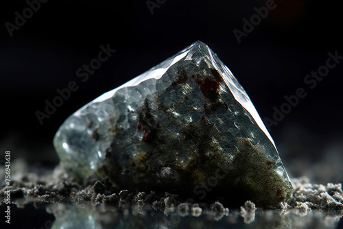 Forsterite is rare precious natural stone on black background. AI generated. Header banner mockup with space.
