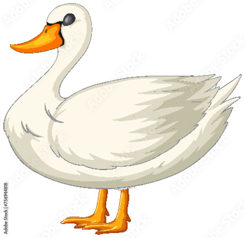 Cartoon vector of a cute, white, standing duck
