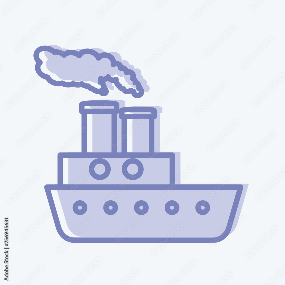 Icon Steamboat. suitable for Education symbol. two tone style. simple design editable. design template vector. simple illustration