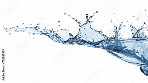 Clean water splashes isolated on a white background create a beautiful display.