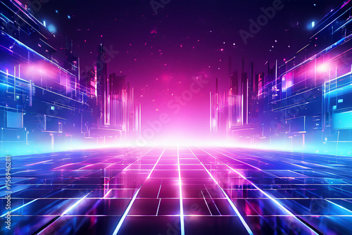 Abstract futuristic technology background with holographic colors