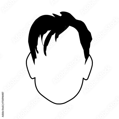 black silhouettes of different men's hairstyles. Vector illustration.